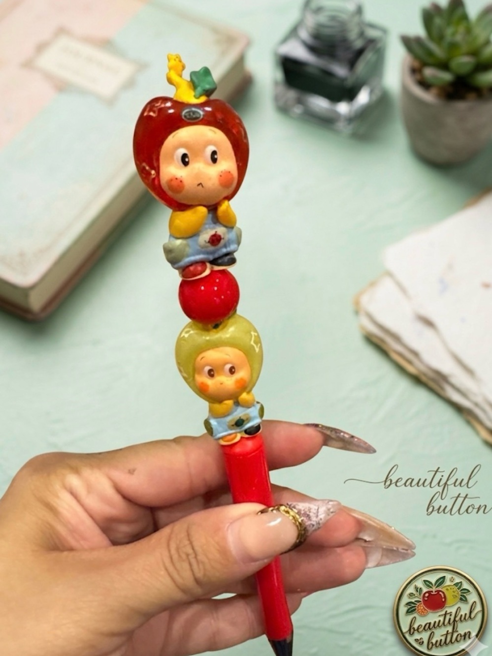 Red Apple Character Ballpoint Pen